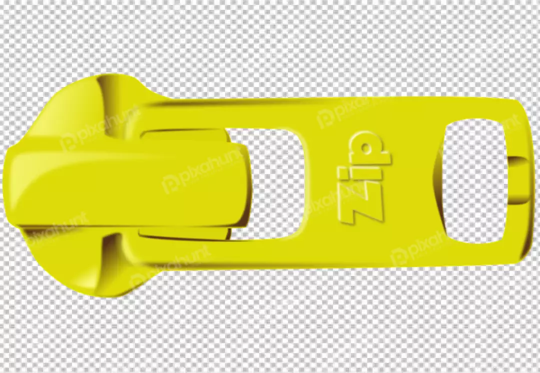 Free Premium PNG Yellow zipper puller is made of plastic and has the word 