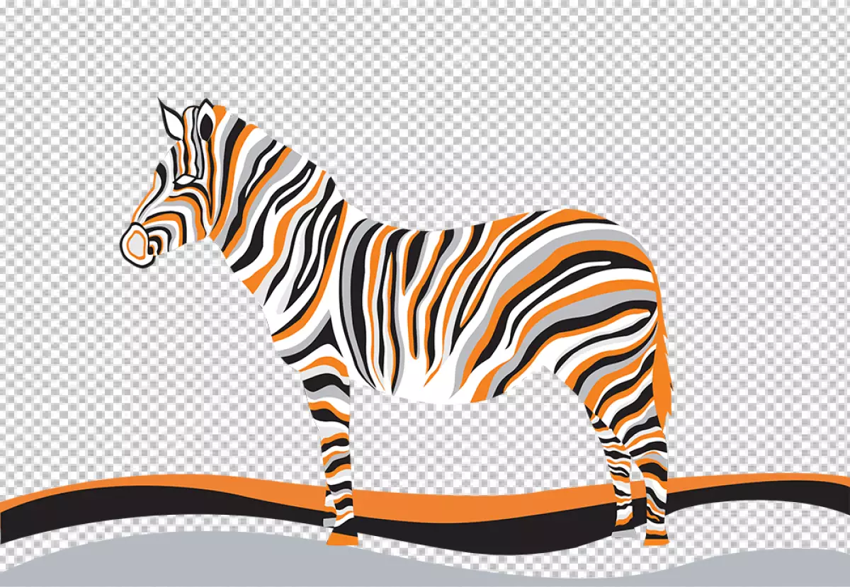 Free Premium PNG Zebra is facing the left side Of orange with black and white stripes