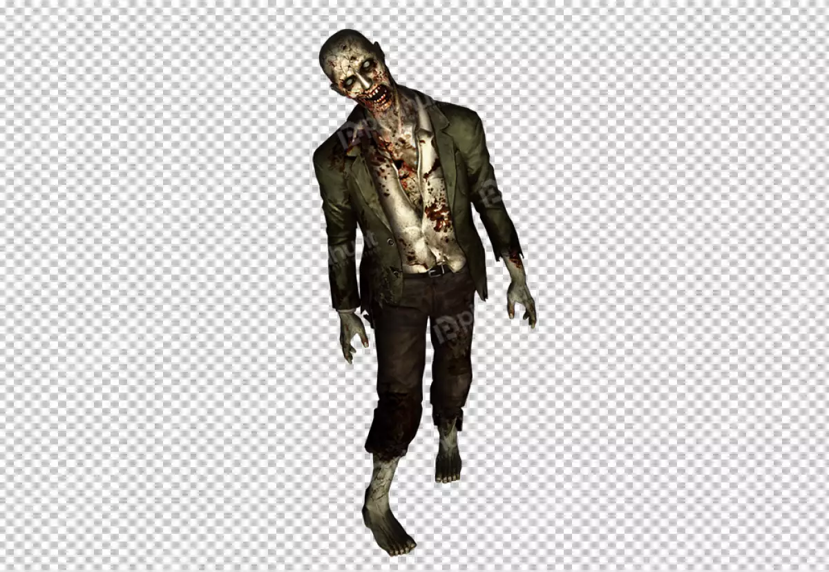 Free Premium PNG Zombie is aggressive position, ready to attack