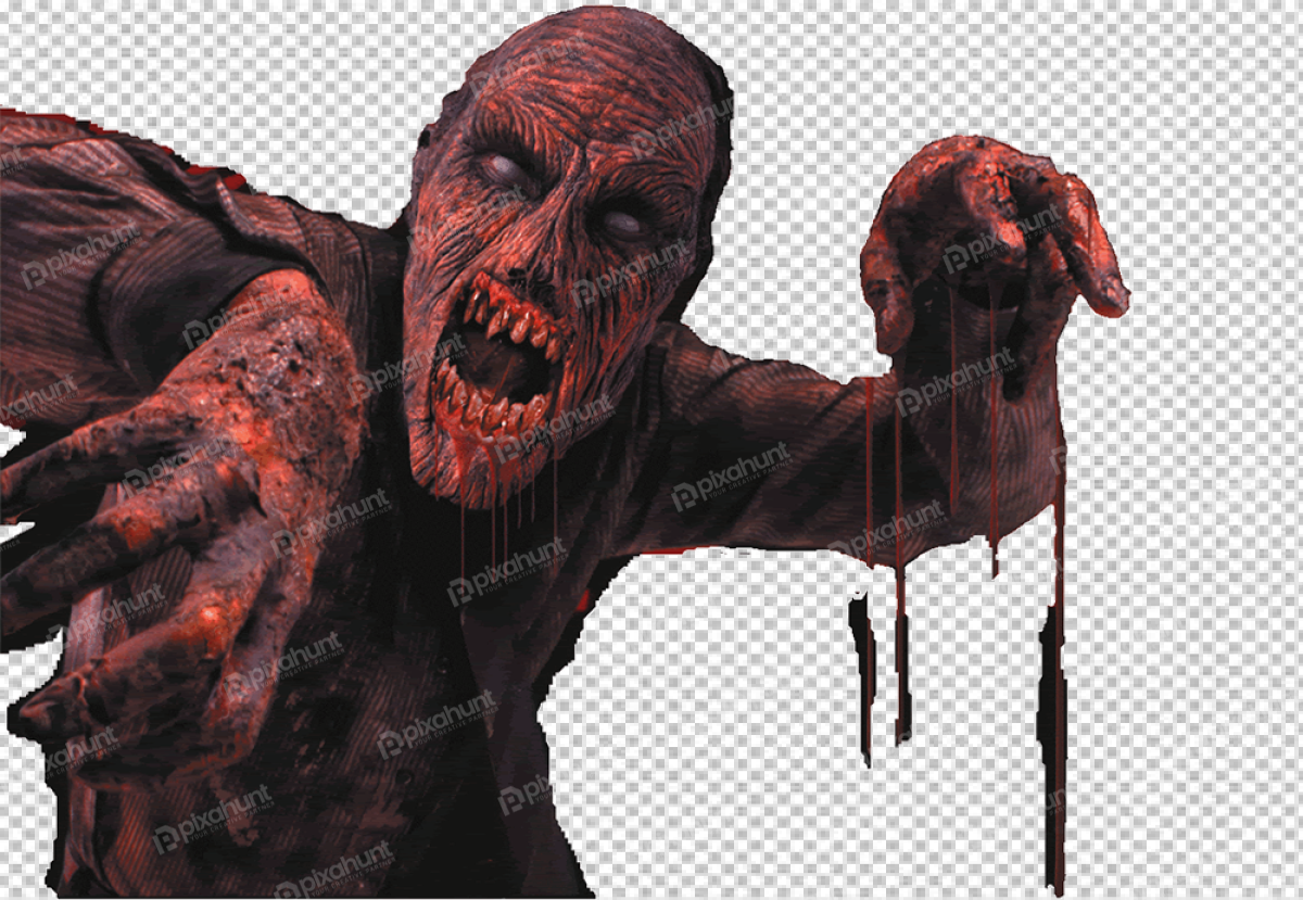 Free Premium PNG zombie is crouched down with its arms outstretched and its mouth open in a snarl