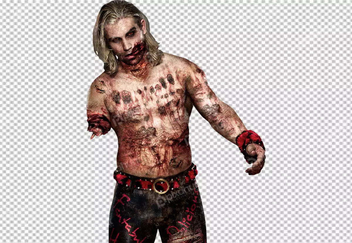 Free Premium PNG Zombie man with long blond hair and a beard