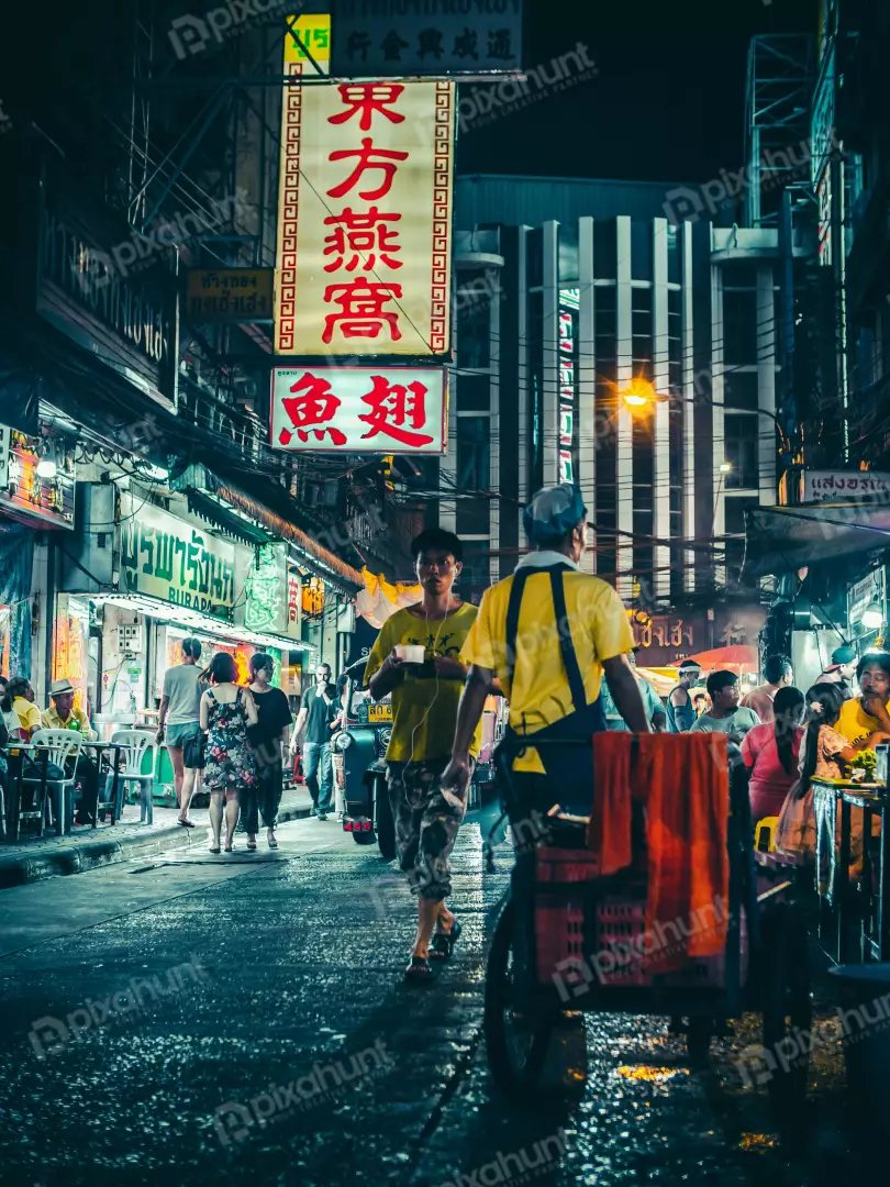 Free Premium Stock Photos People Walking on Street during Nighttime