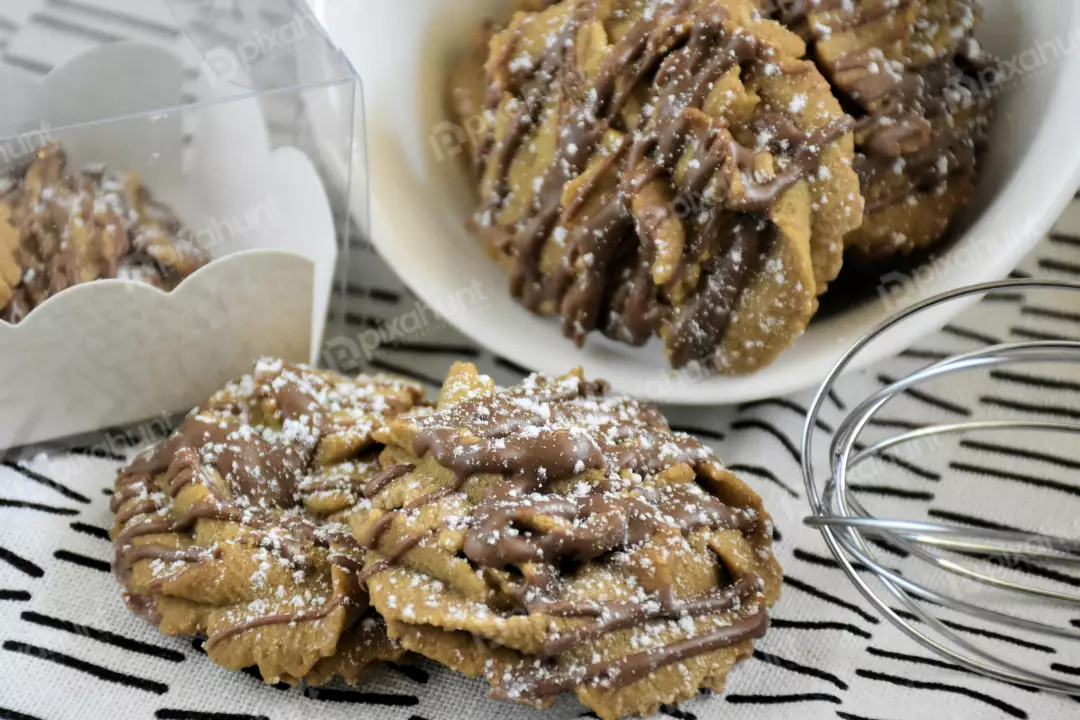 Free Premium Stock Photos Delicious chocolate chip cookies isolated