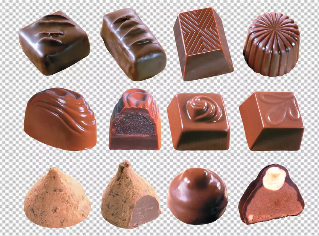 Free Premium PNG Delicious dark chocolate pieces are isolated on candy 