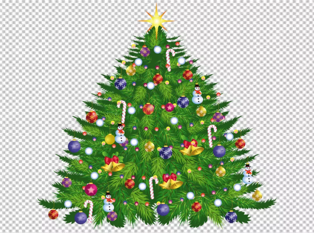 Free Premium PNG Christmas tree with balls and poinsettias transparent background 