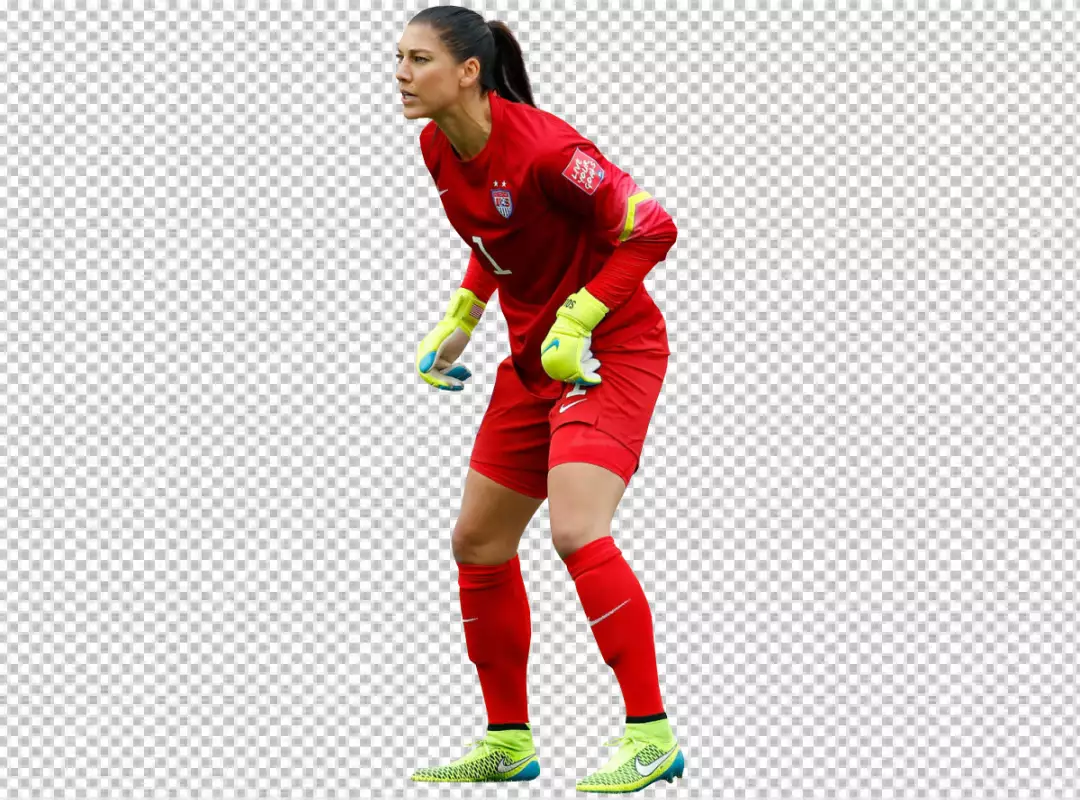 Free Premium PNG USA Women Football Player Hope Solo ready for catch the ball