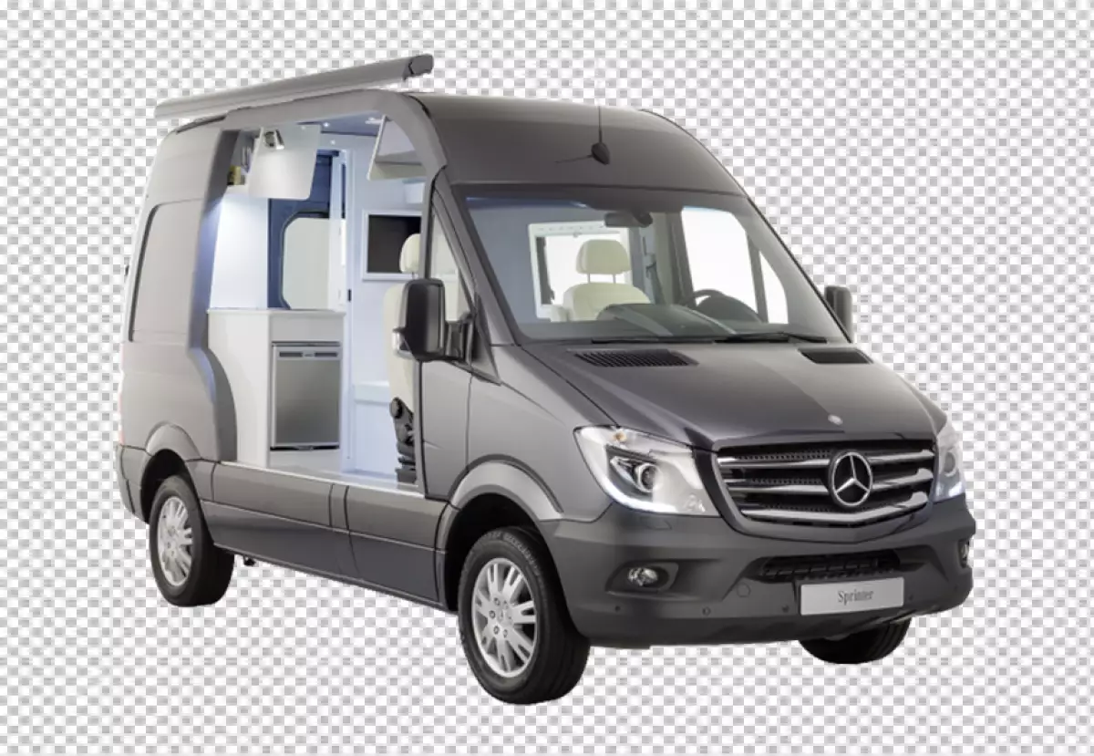 Free Premium PNG Gray color small camper van transparent background 