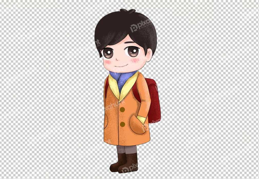 Free Premium PNG Little boy anime wearing winter clothes | Winter Boy Cartoon