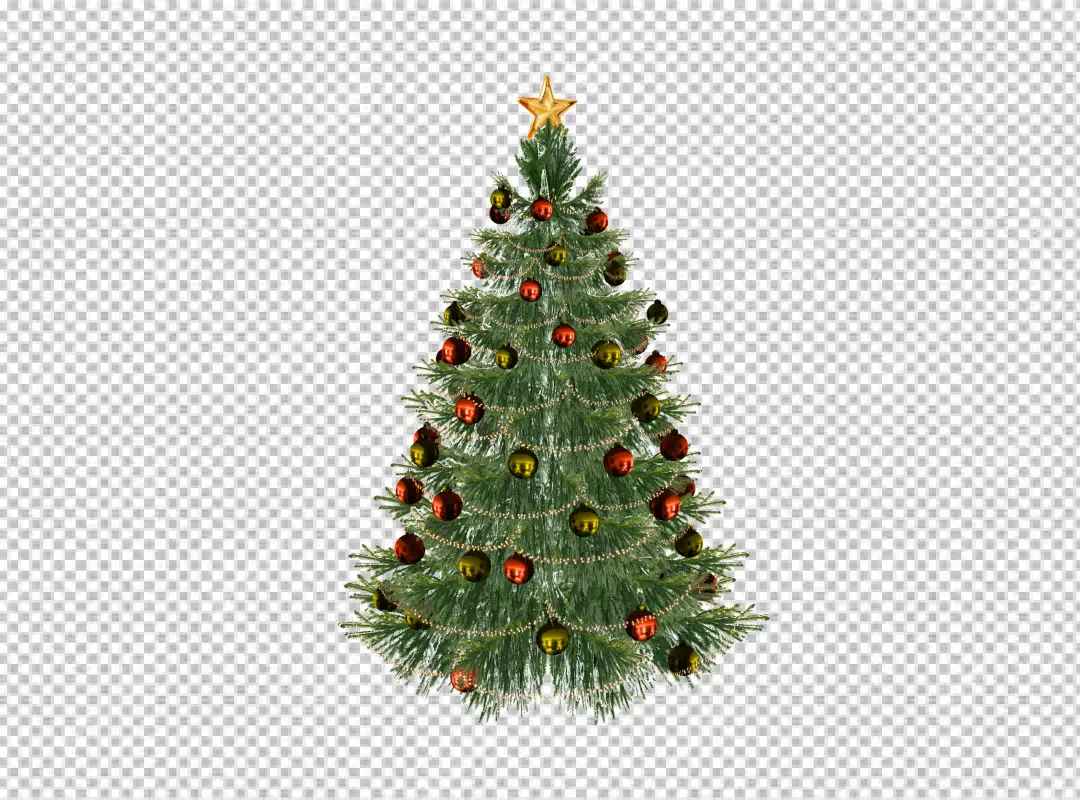 Free Premium PNG Christmas Tree with Colorful Ornaments Isolated on transparent Background PNG BG