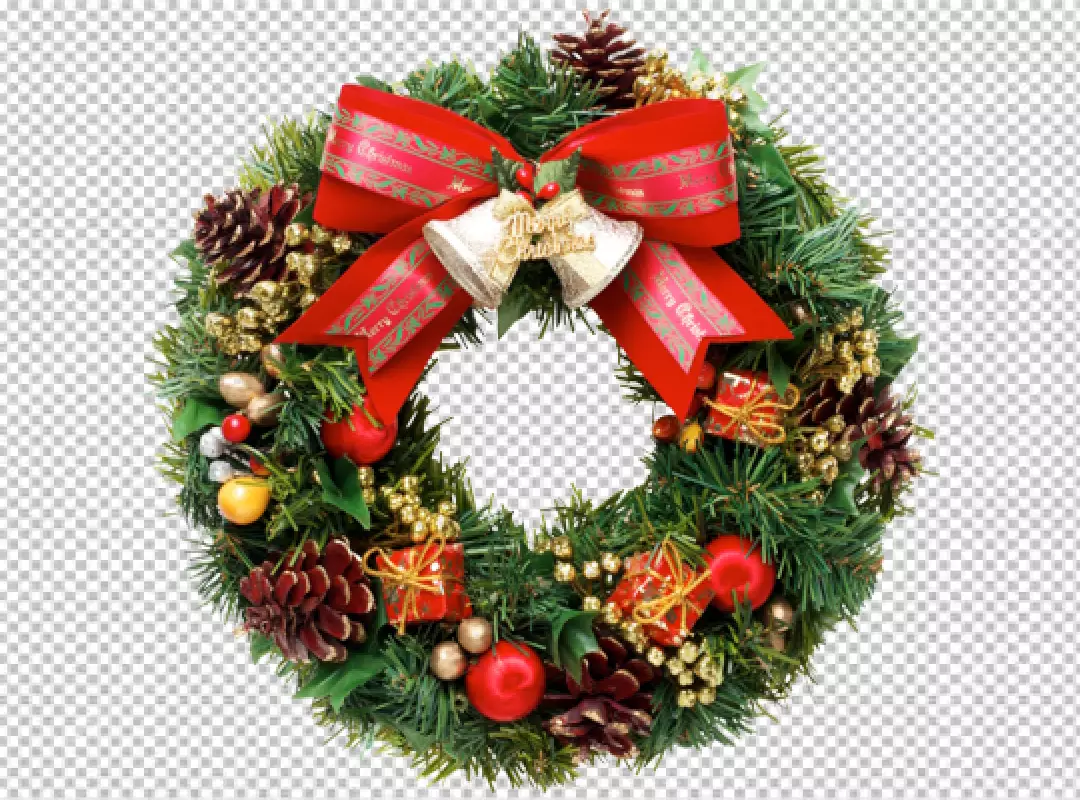 Free Premium PNG Realistic christmas wreath with flower transparent background 