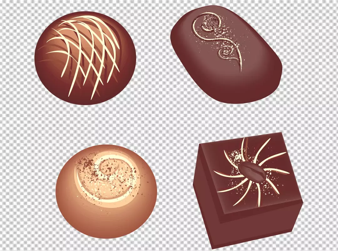 Free Premium PNG Big chocolate and small ones are each split into three parts isolated on transparent background