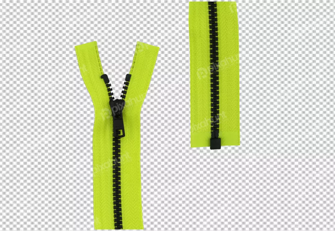 Free Premium PNG A green zipper taken from a high angle and the zipper is in focus