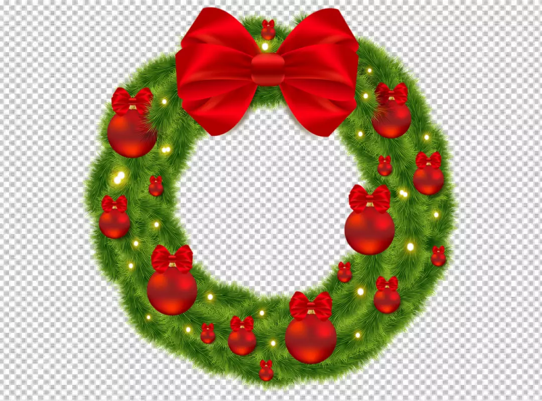 Free Premium PNG Beautifully crafted Christmas wreath with red bows and green pine needles transparent background 