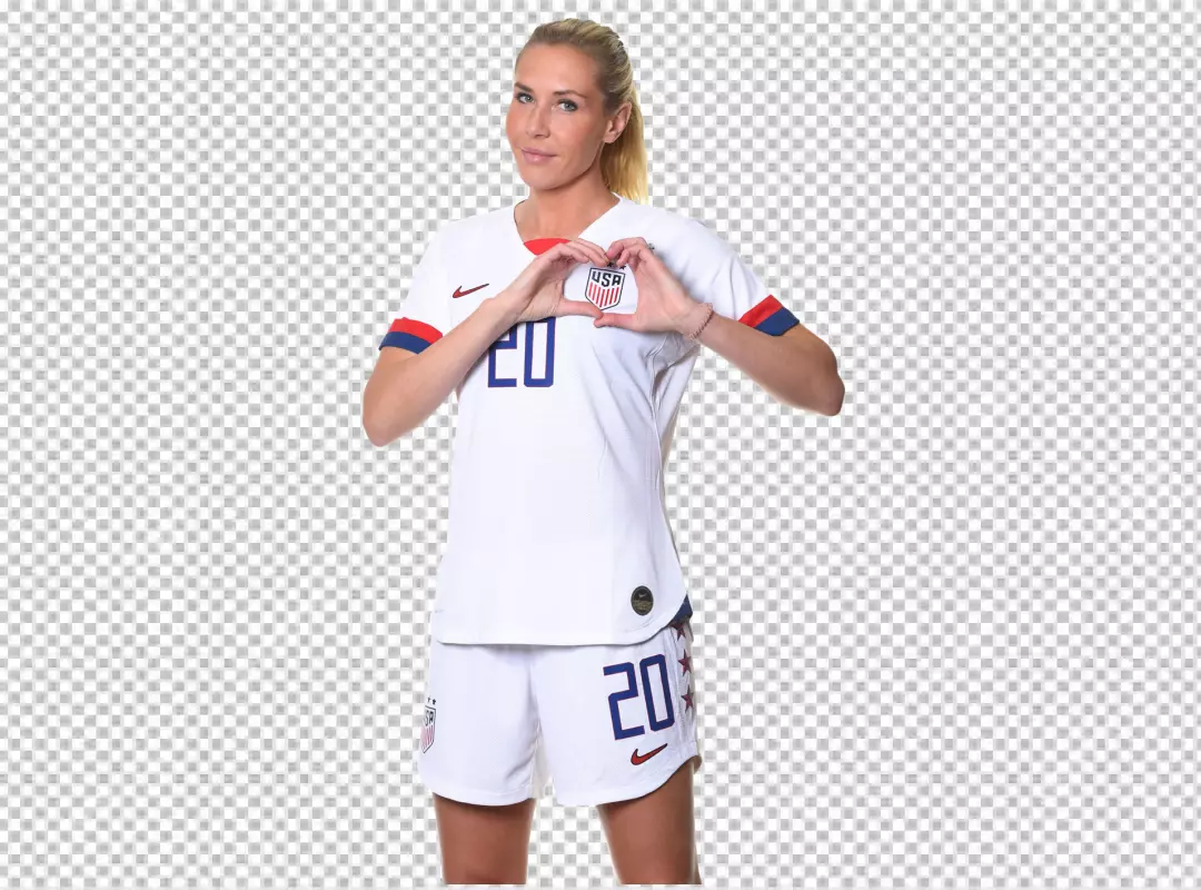 Free Premium PNG USA Women Football Player Allie Long Showing hart or love