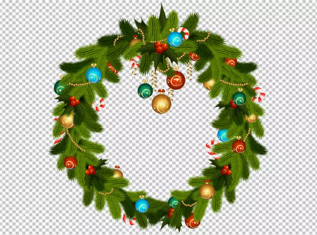 Free Premium PNG A wreath with a red berries on it is shown on a transparent background PNG