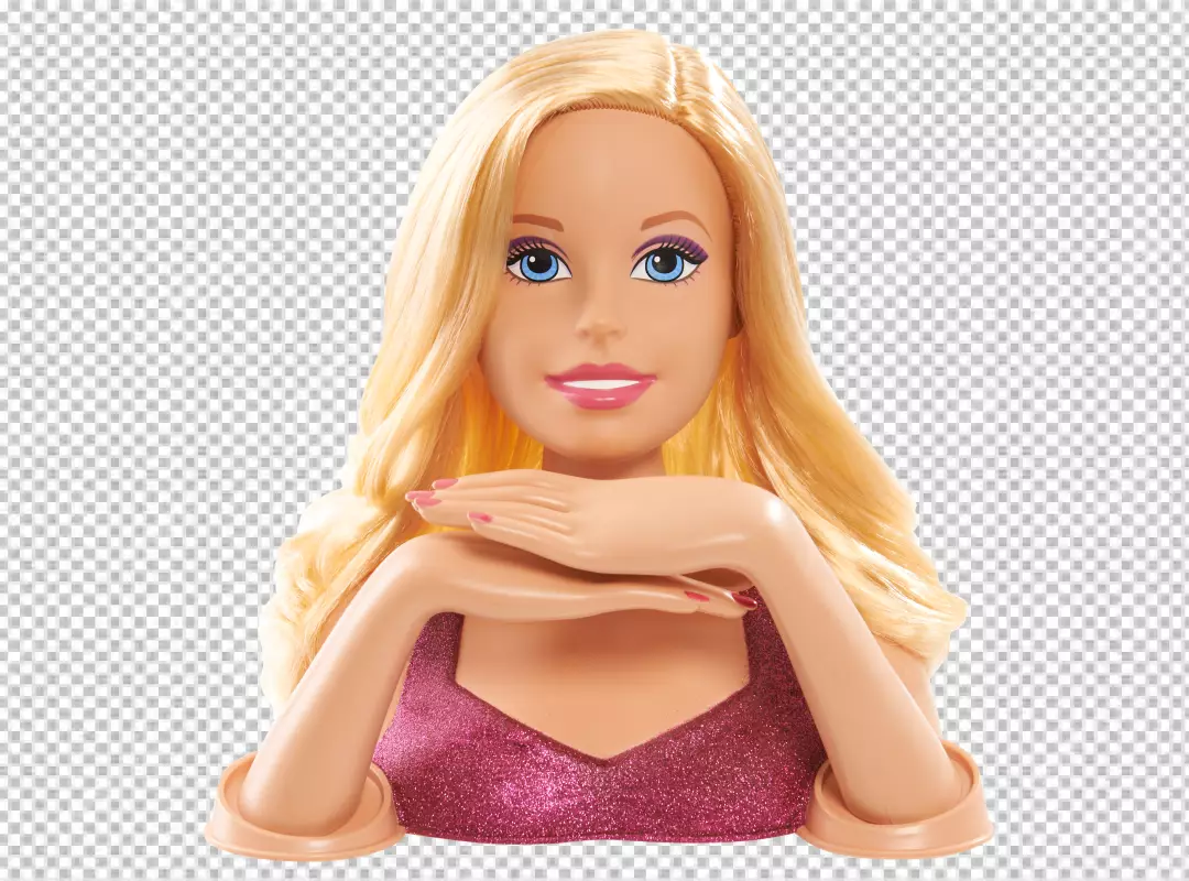 Free Premium PNG Real Barbie doll looking at the camera and smiling too