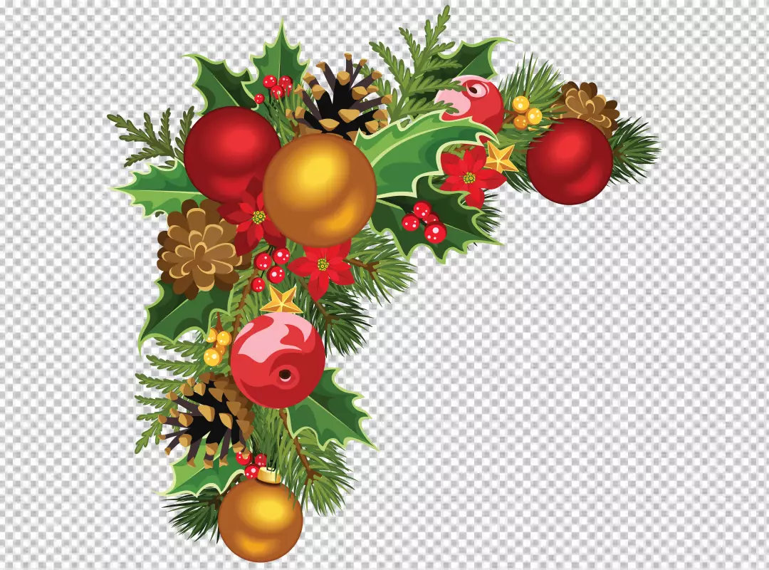 Free Premium PNG Floral christmas ornaments PNG BG