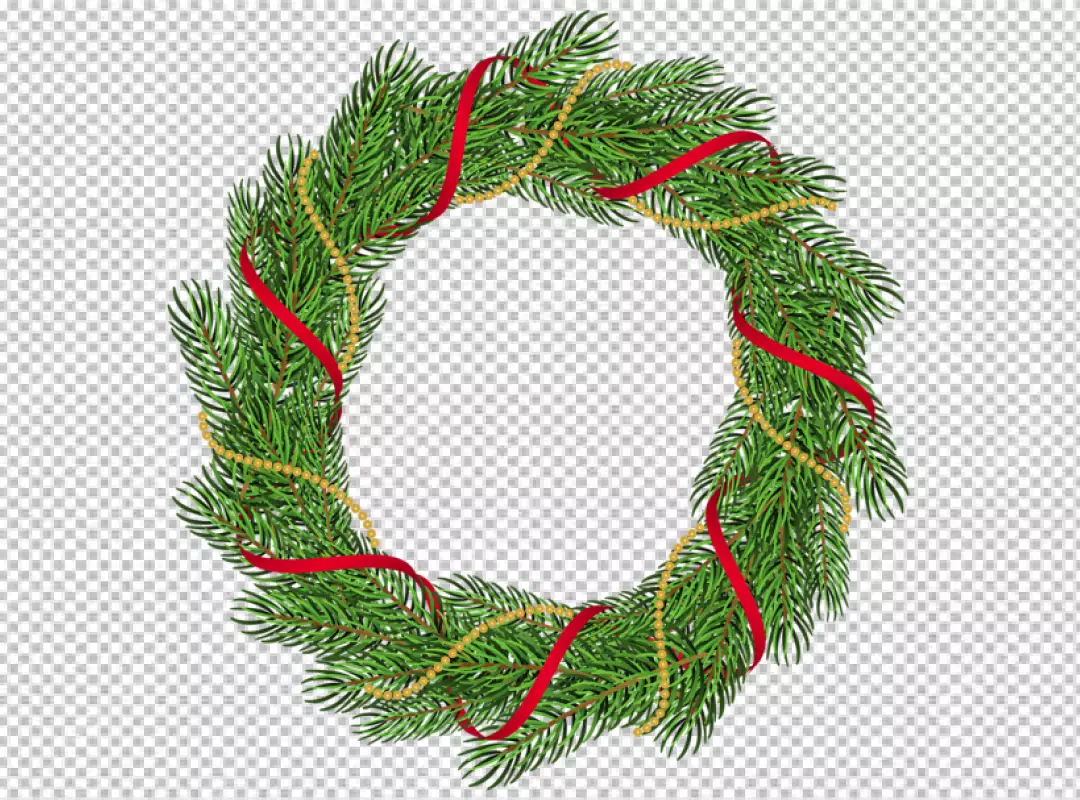 Free Premium PNG A wreath with a red ball and a red bow PNG