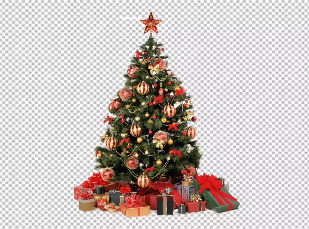 Free Premium PNG Christmas pine with balls and stars PNG BG