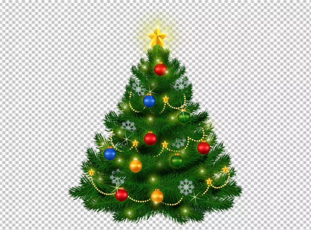 Free Premium PNG Christmas pine with balls and stars