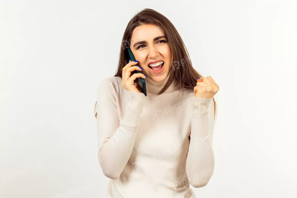 Free Premium Stock Photos Young Sweet girl smiling and talking on the phone