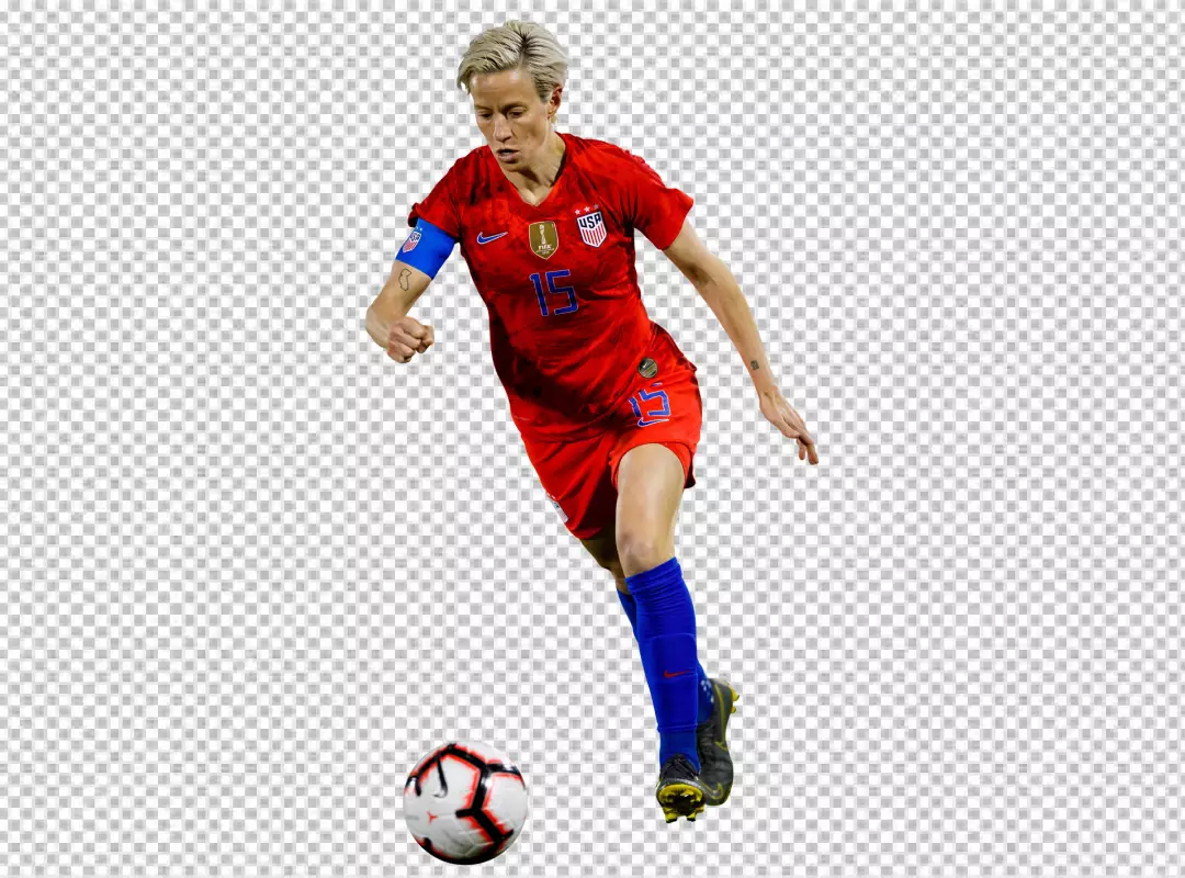 Free Premium PNG USA Women Football Player Megan Rapinoe run with ball