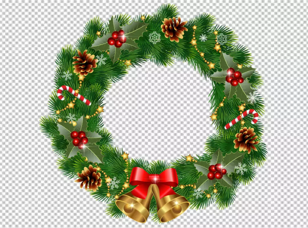 Free Premium PNG A wreath with a red berries on it is shown 