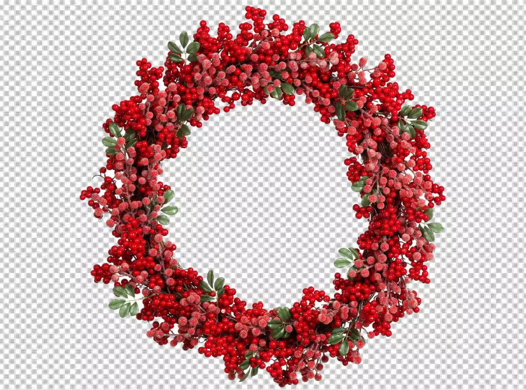 Free Premium PNG A wreath with a red berries on it on a transparent background