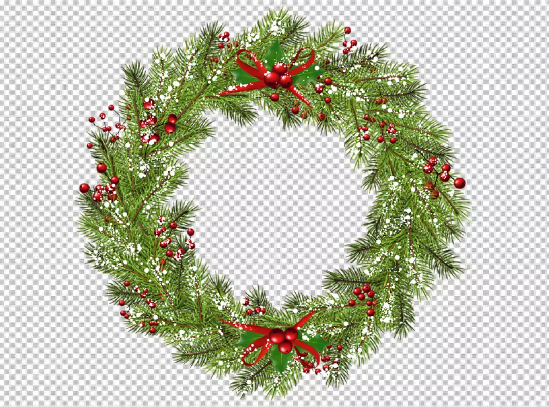 Free Premium PNG A wreath with a red berries on it is shown on a transparent background PNG BG