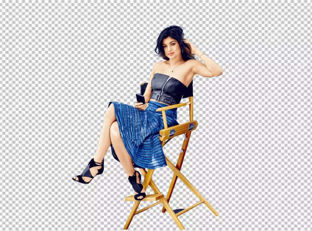 Free Premium PNG Kylie Jenner Sitting on A Big chair