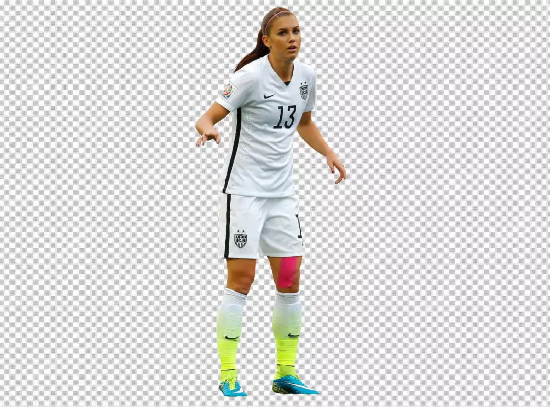 Free Premium PNG USA Women Foodball player Alex Morgan not understanding what she doing