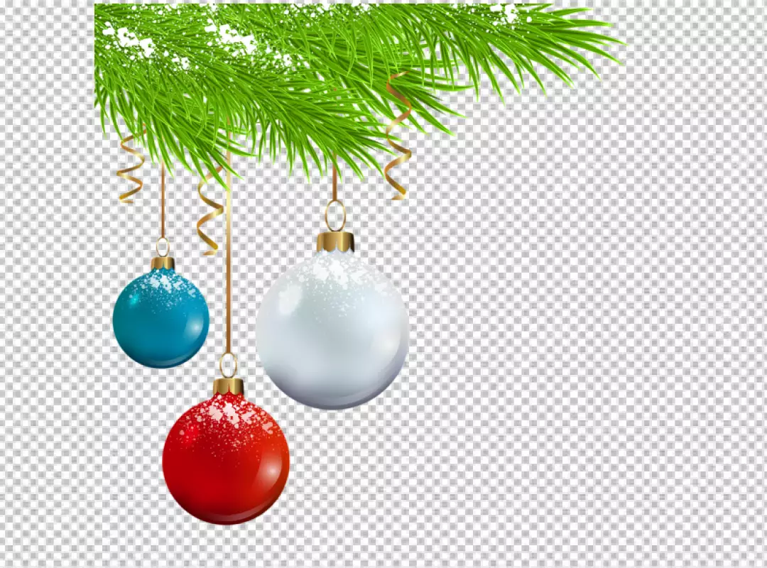 Free Premium PNG A collection of christmas ornaments including one of the ornaments has a pattern of a design png