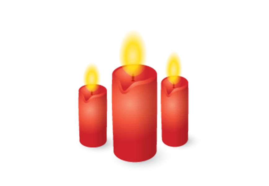 Free Premium PNG Three orange candles are lit and sitting on a PNG