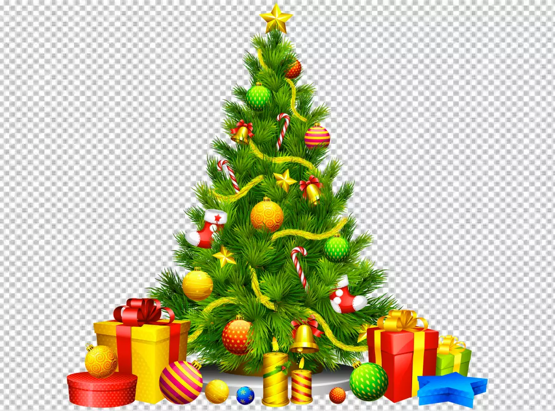 Free Premium PNG A christmas tree with a star on it isolated on transparent background PNG