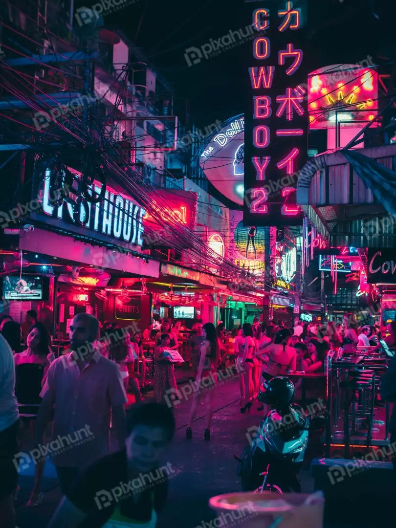 Free Premium Stock Photos People Standing Besides Cowboy 2 Signage