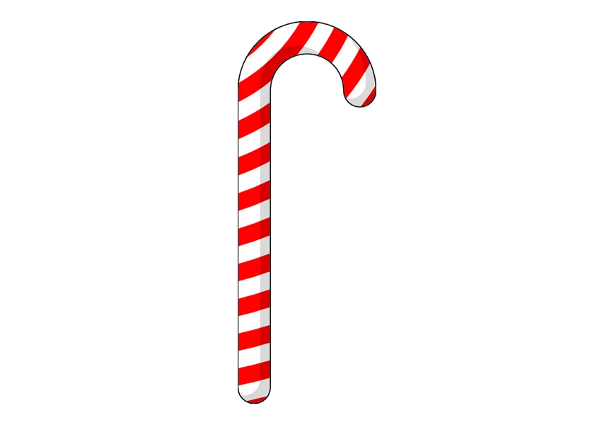 Free Premium PNG Portrait of a white and red candy cane on a isolated