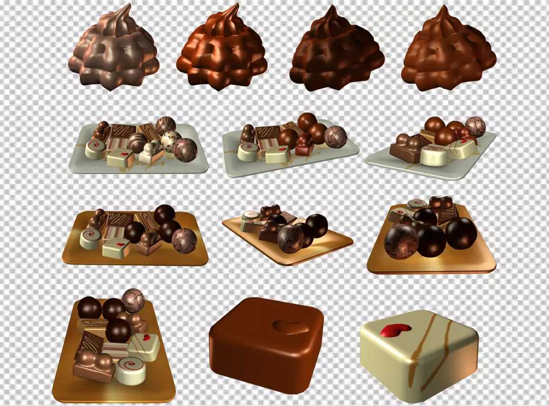 Free Premium PNG Big chocolate and small ones are each split PNG