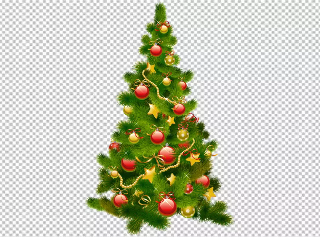 Free Premium PNG Beautiful Christmas tree with colorful balls transparent BG