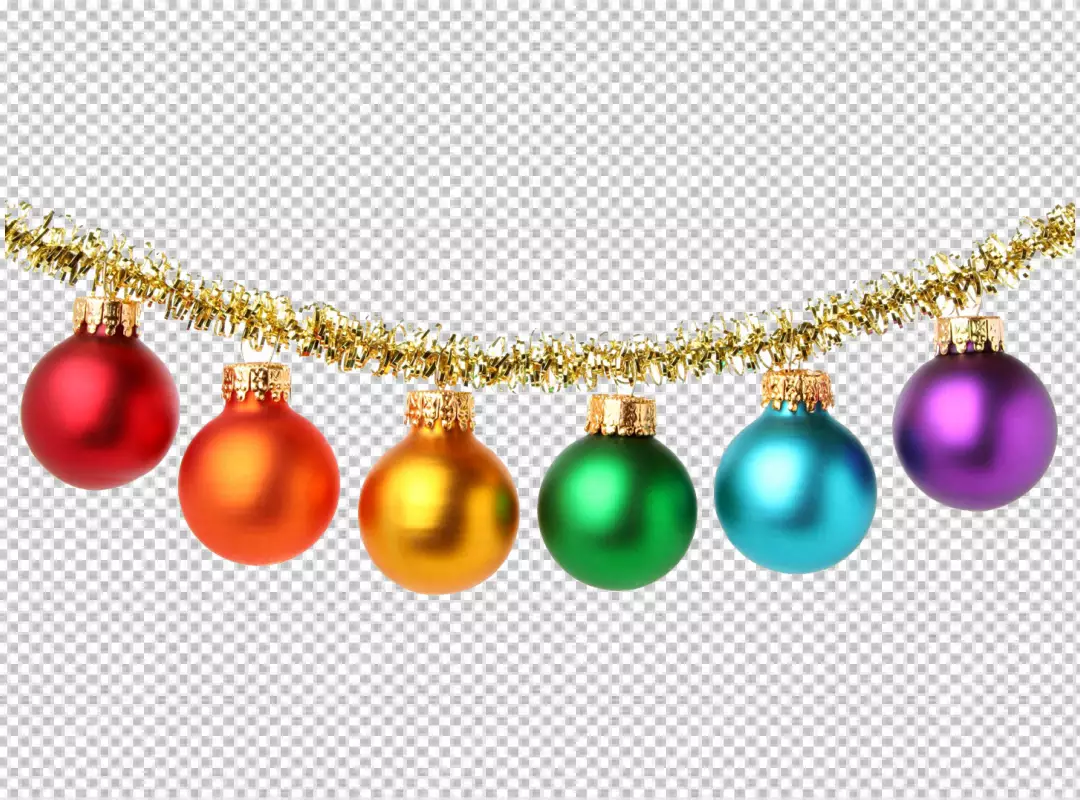 Free Premium PNG A collection of christmas ornaments including one of the ornaments has a pattern of a design transparent background 