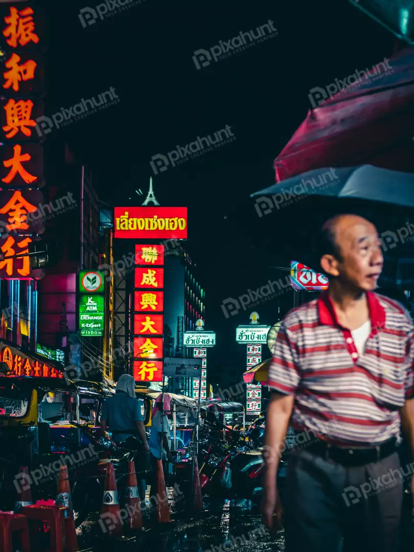 Free Premium Stock Photos Man Walking With Umbrella