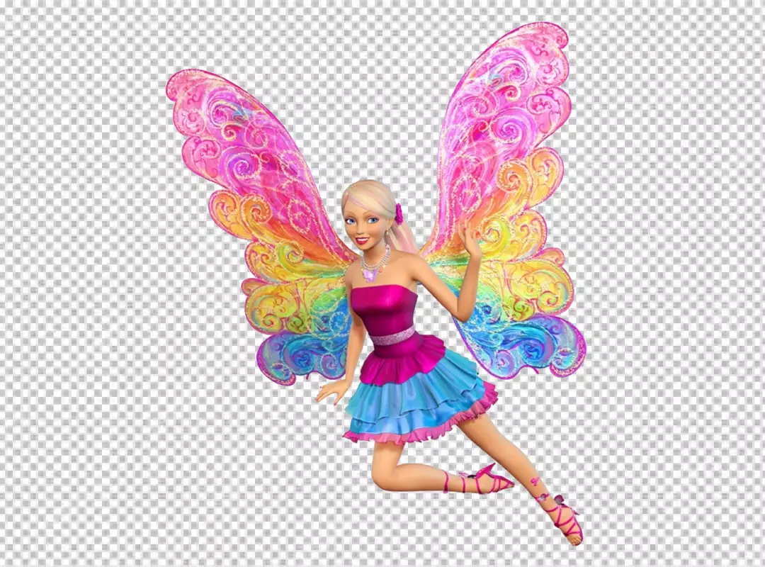 Free Premium PNG Barbie doll in the form of a vibrant and fantastical fairy