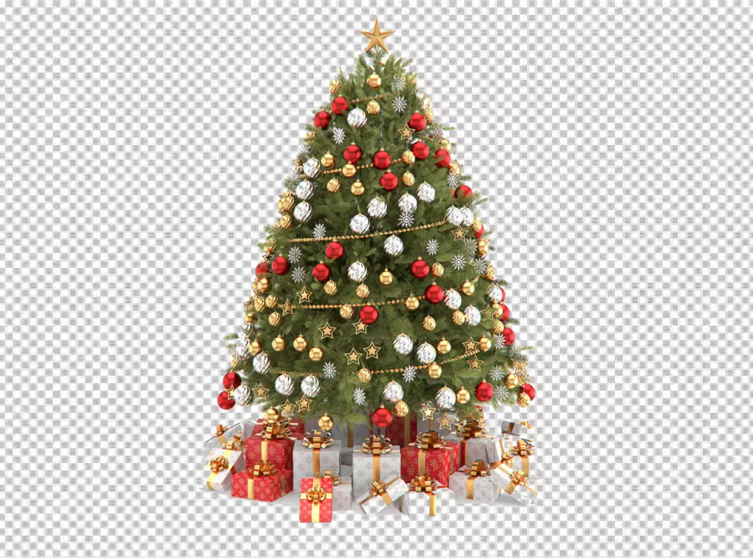 Free Premium PNG Realistic and shiny christmas tree with decorations PNG BG