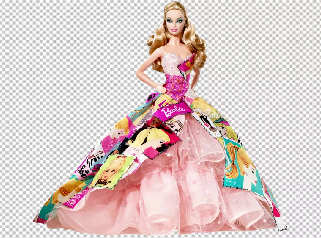 Free Premium PNG Barbie doll in a stunning and elaborate gown showcasing the brand's iconic and whimsical style