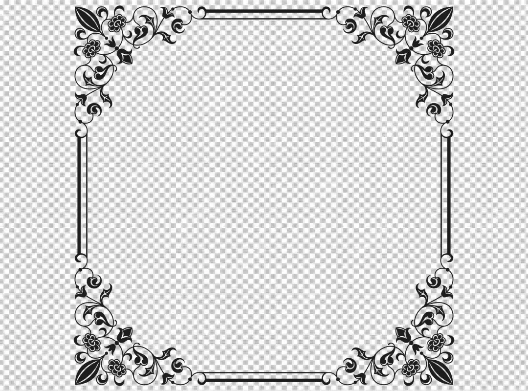 Free Premium PNG Frame is decorated with intricate floral patterns is in a vertical position