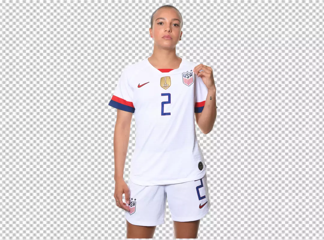 Free Premium PNG USA Women Football Player Mallory Pugh female soccer player wearing a white jersey with the number 2 on it