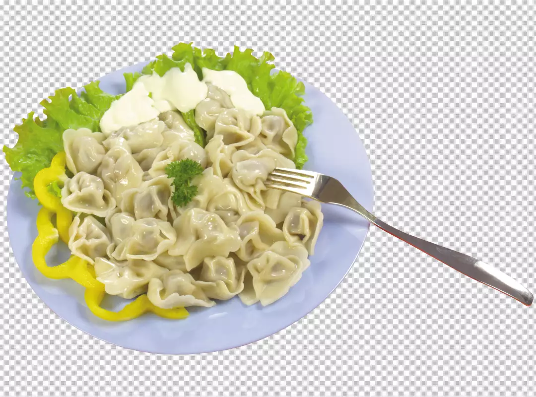 Free Premium PNG Plate of dumplings dip in sauce on transparent background