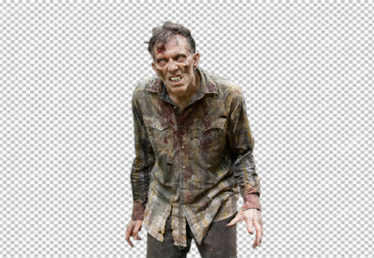 Free Premium PNG A zombie from the TV show The Walking Dead