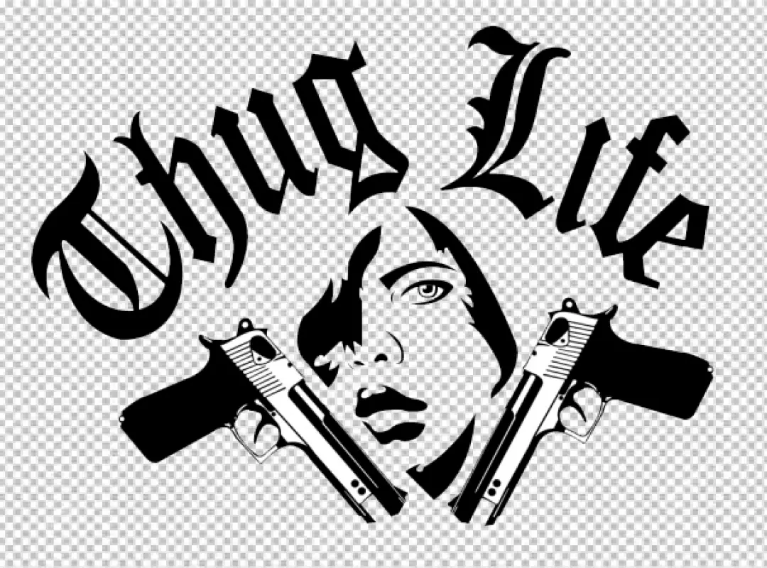 Free Premium PNG Thug Life Logo Guns