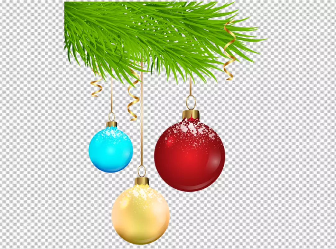 Free Premium PNG A collection of christmas ornaments including one of the ornaments has a pattern of a design