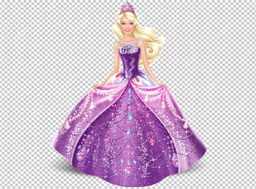 Free Premium PNG Barbie look like Cinderella and she is wear a violin dress